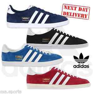 Red and Blue Athletic Logo - New Adidas Originals Gazelle OG Suede Leather Mens Trainer Shoes ...