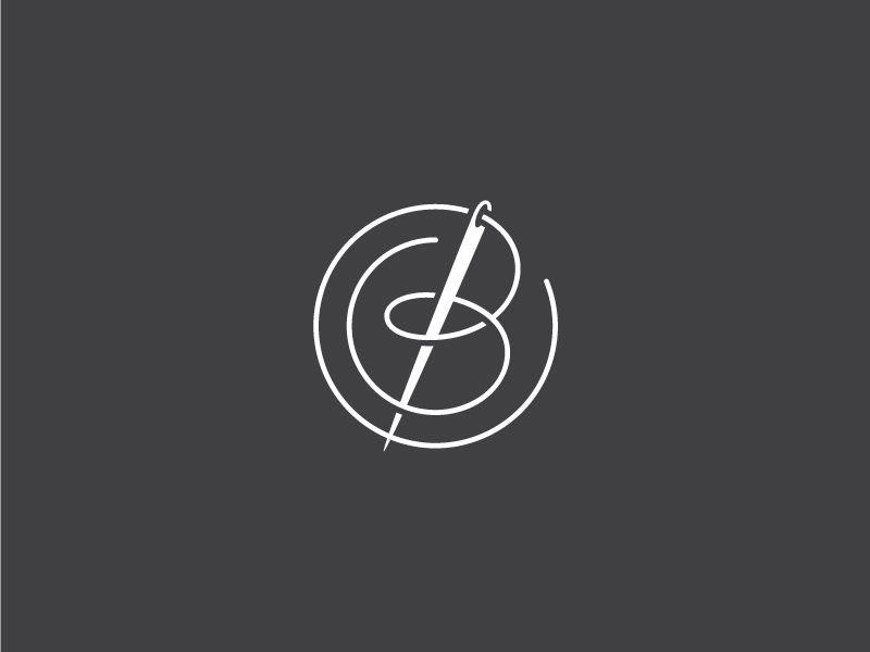 Cursive B Logo - Thread + Needle = B