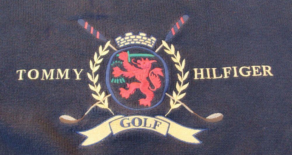 Tommy Hilfiger Lion Logo - Vtg Tommy Hilfiger Lion Crest Spellout Knit Golf Sweater Polo Shirt ...