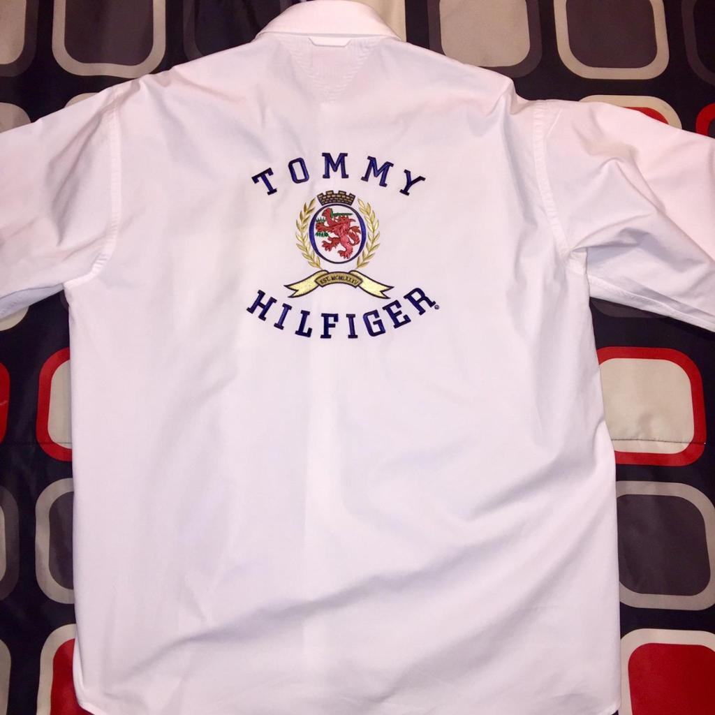 Tommy Hilfiger Lion Logo - Vintage Tommy Hilfiger White Button Down Shirt w/ Big Lion Crest