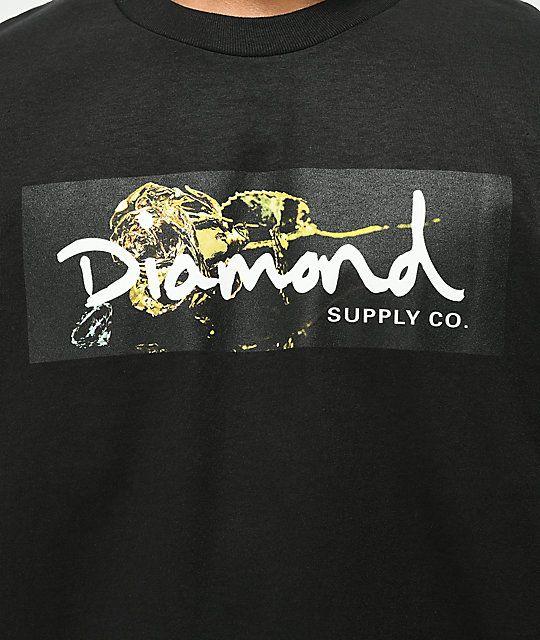 Diamond Supply Logo - Diamond Supply Co. Gold Rose Box Logo Black T Shirt
