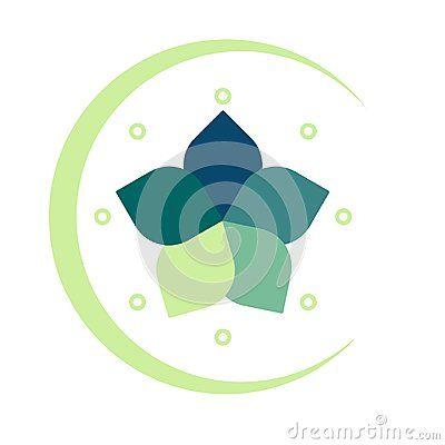 Company with Green Circle Logo - Vector logo of the emblem with a month in a circle with a green ...