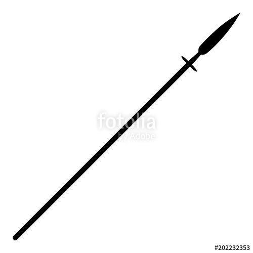Black and White Spear Logo - Simple, flat, black spear silhouette. Isolated on white