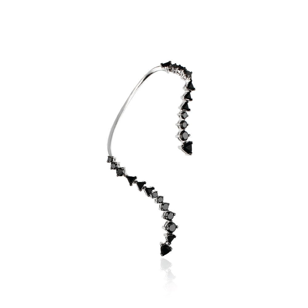 Black and White Spear Logo - White Gold & Black Diamond Spear Ear Piece from Frost