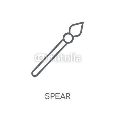 Black and White Spear Logo - Spear linear icon. Modern outline Spear logo concept on white