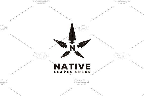 Black and White Spear Logo - Spear & Star Cannabis Pot Leaf Logo ~ Logo Templates ~ Creative Market