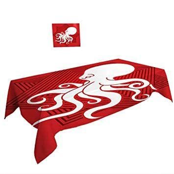 Five White's with Red Lines Logo - Amazon.com: Warm Family Washable Tablecloth Octopus Decor Abstract ...