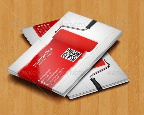 Five White's with Red Lines Logo - Interior Designer Business Card #GraphicRiver Personal business card ...