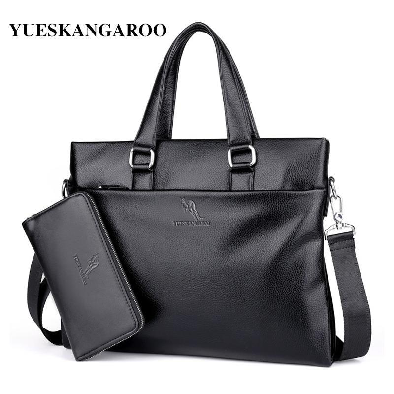 Brands with Kangaroo Logo - YUES KANGAROO Famous Brand Leather Men Bags A4 Document Business ...