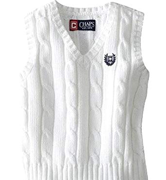 Chaps Logo - CHAPS Boys Kids Cable Knit V Neck Sweater Vest White W