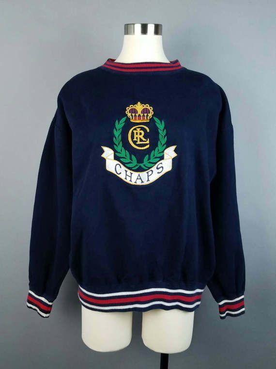 Chaps Logo - 90s Vintage Chaps Ralph Lauren Logo Sweatshirt Large, Navy Crew Neck ...