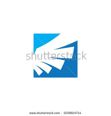 Bird in Square Logo - Wing blue square logo vector design template concept for business ...