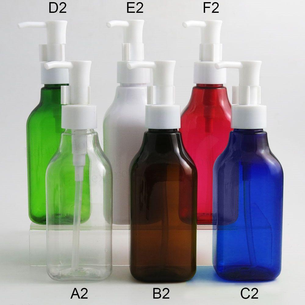 Liquid Blue and Red Square Logo - 24pcs 200ml 6.66oz Oblique shoulder Empty Clear Amber Blue White ...