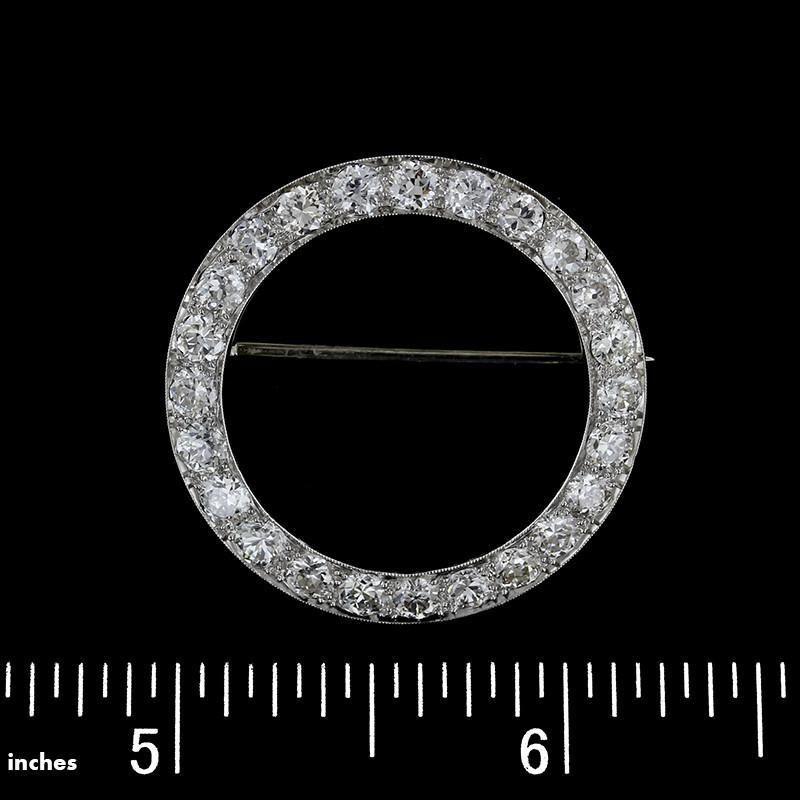 Platinum Circle Logo - Art Deco Platinum Diamond Circle Pin. Long's Jewelers