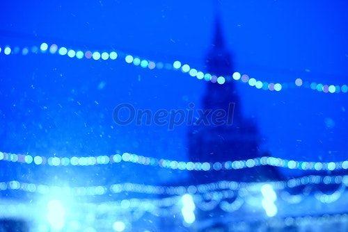 Liquid Blue and Red Square Logo - Russian winter with intense snow on Red Square bokeh background ...