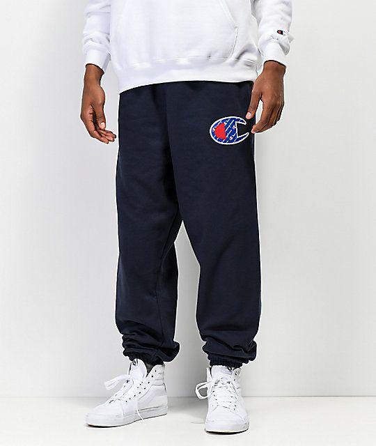 Pants Logo - Champion Reverse Weave Sublimated C Logo Navy Jogger Pants | Zumiez