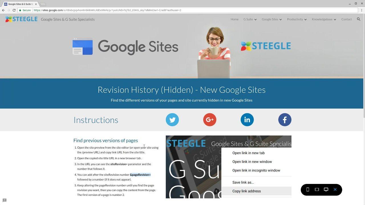Suite Google Sites Logo - NO LONGER WORKS] New Google Sites - Revision History (Hidden) - YouTube