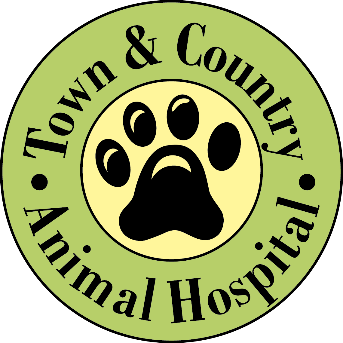 Yellow Circle Animal Logo - Contact Us. Town and Country Animal Hospital
