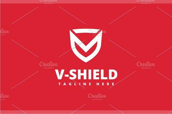 Drinks with Red Shield Logo - V - Shield Logo ~ Logo Templates ~ Creative Market