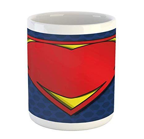Drinks with Red Shield Logo - Lunarable Superhero Mug, My Super Hero Shield Logo
