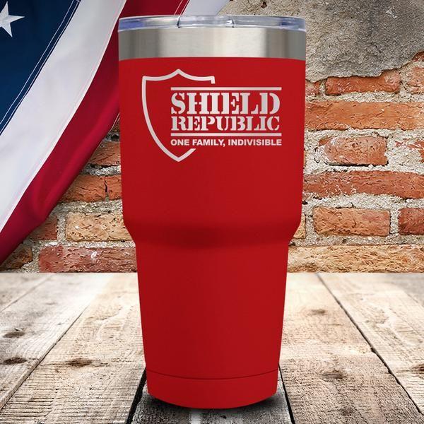 Drinks with Red Shield Logo - Shield Republic Logo Laser Etched Tumbler