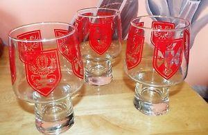 Drinks with Red Shield Logo - 3 VINTAGE RED SHIELDS LIBBEY BAR, DRINK, BARWARE GLASSES RARE FIND ...