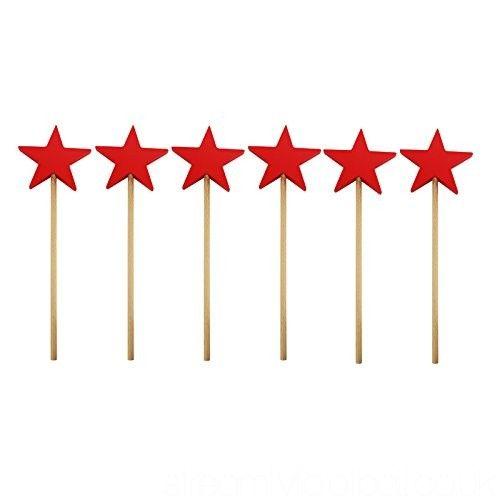 Red Star RK Logo - Obique Children's Wooden Toy Red Star Shaped Wands Set of 6 - B2NU856RK