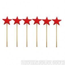 Red Star RK Logo - Obique Children's Wooden Toy Red Star Shaped Wands Set of 6 - B2NU856RK