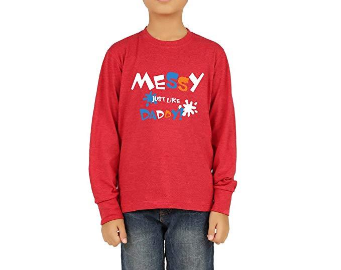 Messy Red G Logo - Clifton Boys Printed Melange T Shirts Full Sleeve R Neck Messy Daddy