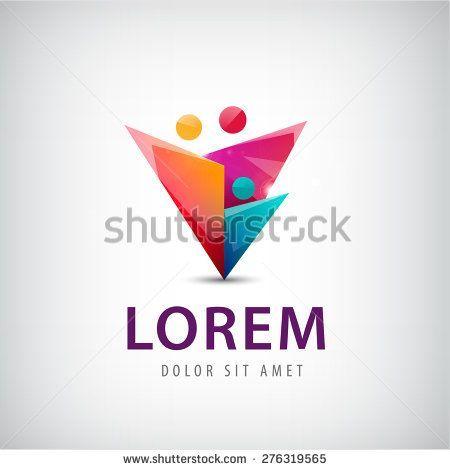 3 People Logo - vector colorful family logo, icon of 3 people. People logo, team ...