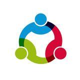 3 People Logo - Teamwork Meeting, Group of 4 people relationship logo Stock image