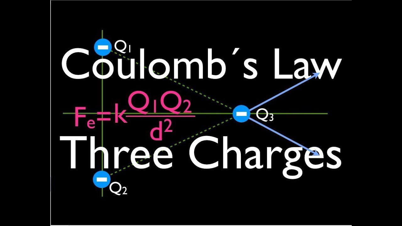 Three Blue Triangles and Circle Logo - Coulomb's Law, Force of Three Charges Arranged in a Triangle