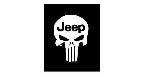 White Jeep Logo - Amazon.com: Punisher Skull w/ Jeep Logo PREMIUM Decal 5 inch WHITE ...