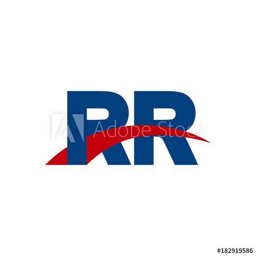 Blue RR Logo - Initial letter RR, overlapping movement swoosh logo, red blue color ...