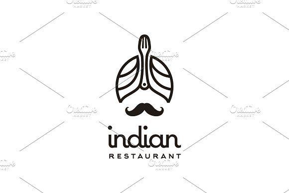 Artistic Black and White Restaurant Logo - Unique Clever Indian Restaurant logo ~ Logo Templates ~ Creative Market