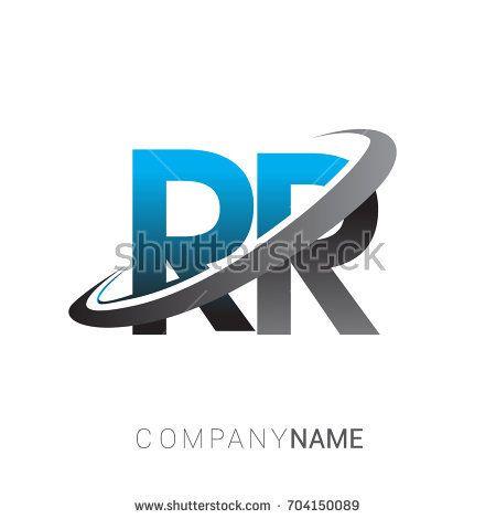 Blue RR Logo - initial letter RR logotype company name colored blue and grey swoosh ...