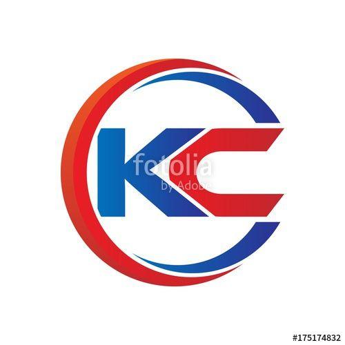 KC Circle Logo - kc logo vector modern initial swoosh circle blue and red