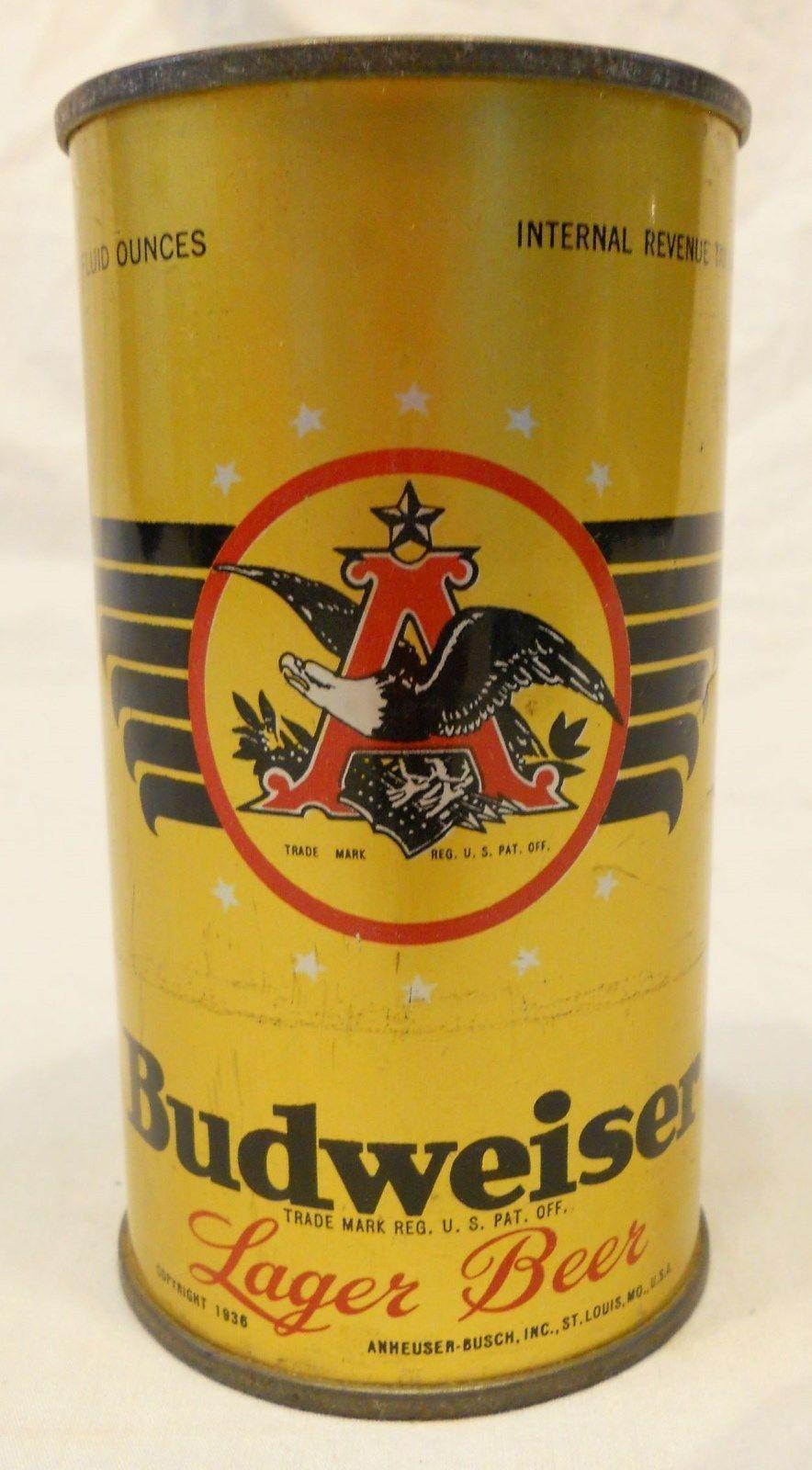 Budweiser Lager Logo - Budweiser Steel Flat Top Lager Beer Can 12 oz. Beer Can