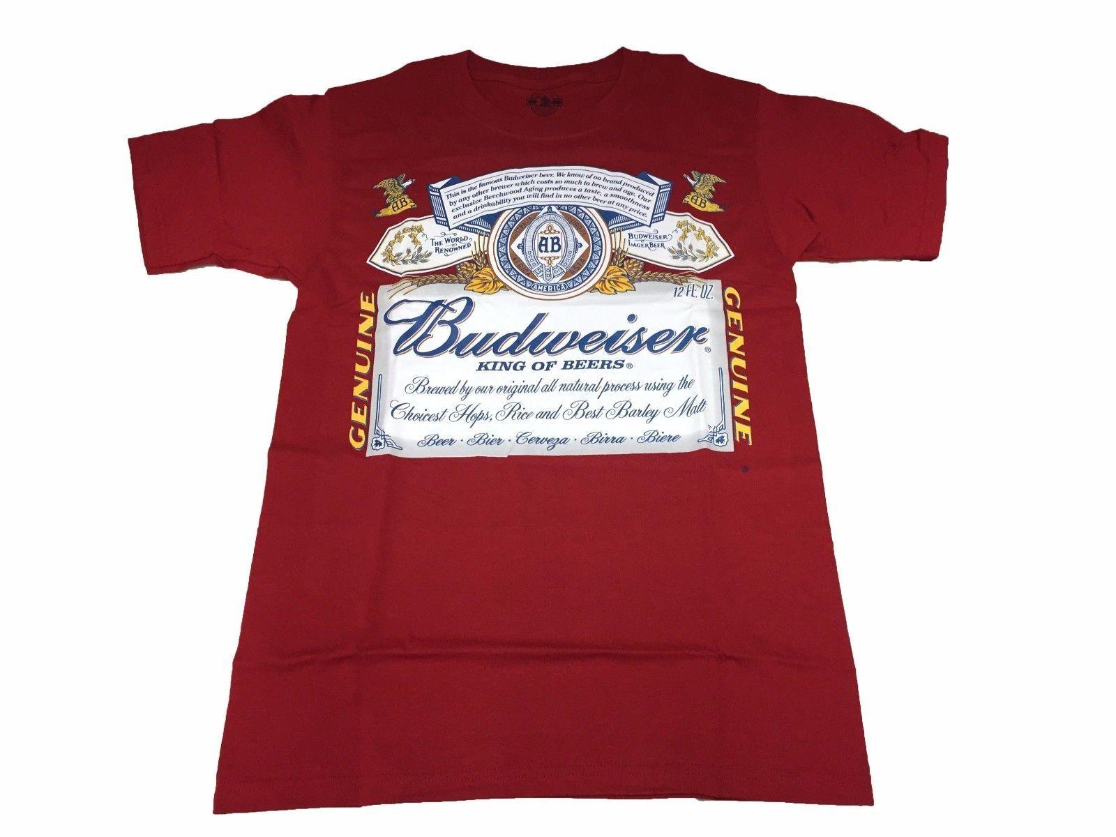 Budweiser Lager Logo - Budweiser Beer Can Logo Classic Alcohol Lager Beer Men's T Shirt 2