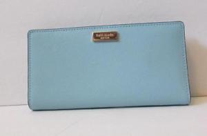 Blue Spade Logo - Kate Spade Stacy Newbury Lane blue Hydrangea light leather wallet ...