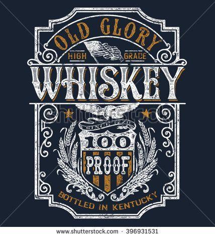Vintage Whiskey Logo - Vintage Americana Whiskey Label T Shirt Graphic. Print, Typograph