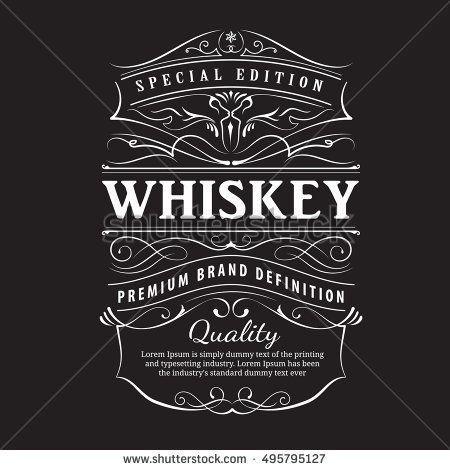 Vintage Whiskey Logo - Whiskey label vintage hand drawn ornament typography blackboard ...