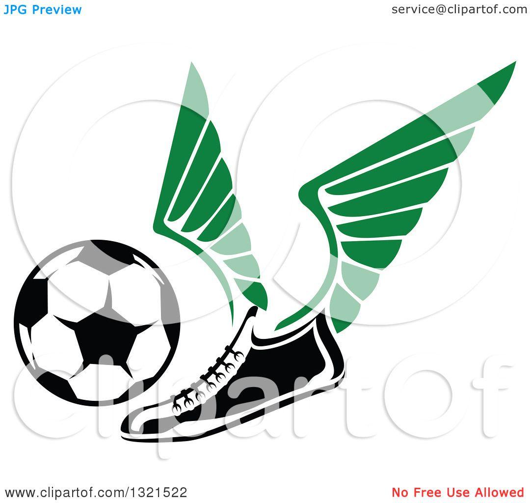 Shoe Kicking Soccer Ball Logo - Shoe Kicking Green Clipart