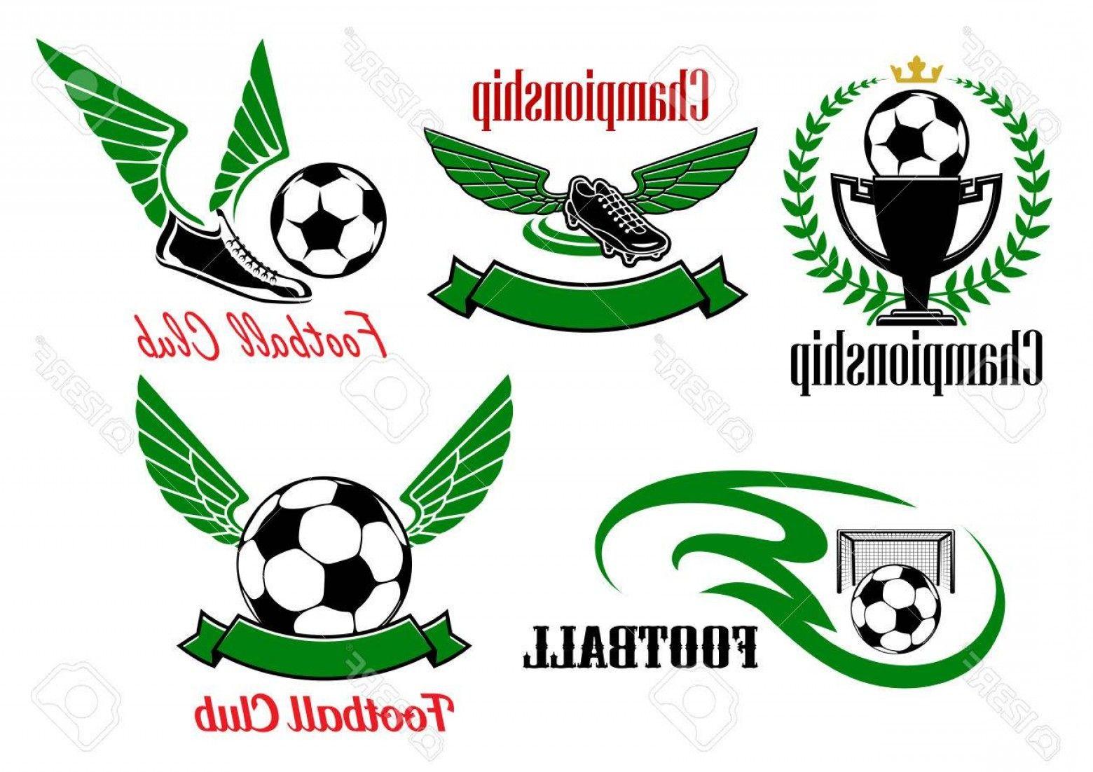 Shoe Kicking Soccer Ball Logo - Photostock Vector Football Club Or Championship Icons With Soccer ...