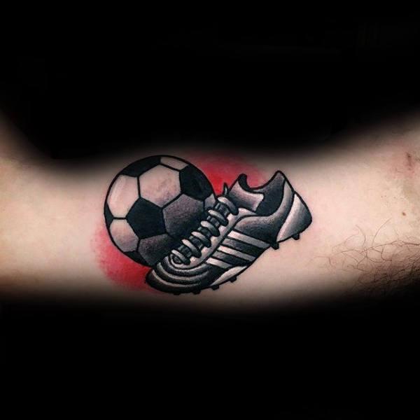 Shoe Kicking Soccer Ball Logo - 90 Soccer Tattoos For Men - Sporting Ink Design Ideas