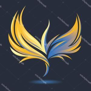 Flying Bird with Yellow Circle Logo - Stock Photo Phoenix Bird With Rising Wings In A Circle Ancient ...