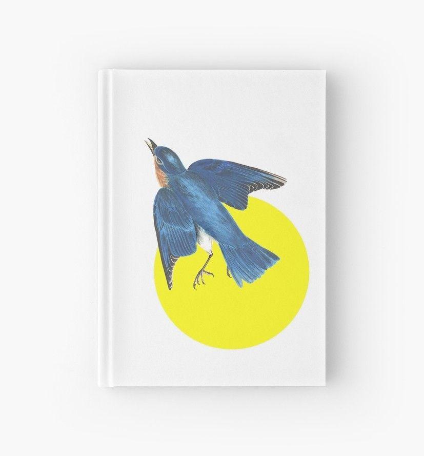 Flying Bird with Yellow Circle Logo - Bluebird flying with yellow circle in background' Hardcover Journal ...
