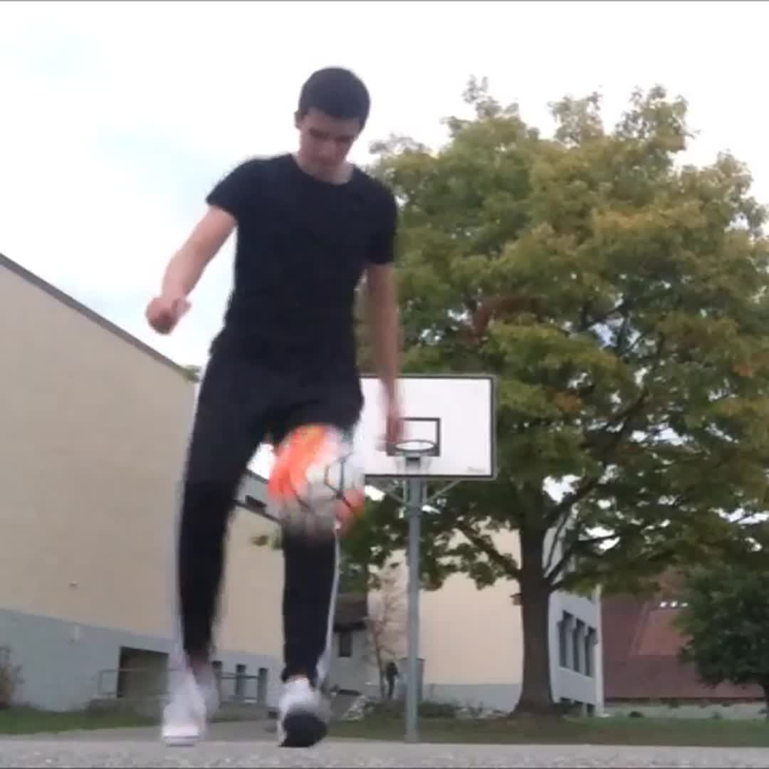 Shoe Kicking Soccer Ball Logo - Kid Kicks Shoe Into Basketball Hoop | Jukin Media Inc