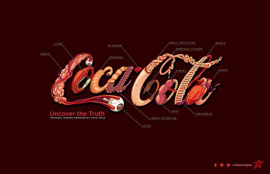 Red Drink Logo - Coca Cola's Honest Logo Shows Which Organs Are Harmed When You Drink