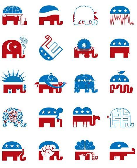 Republican Logo - Political Animal: The Ever-Evolving Republican Elephant Logo | Urbanist